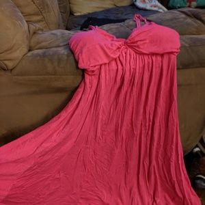 Extro pink spaghetti strap summer short dress